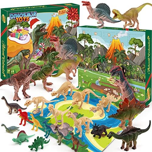 [Много голям] Адвент-Календар с динозавром на 2022 година за деца, Изненада за 24 дни, 17x15 Инча, Коледни