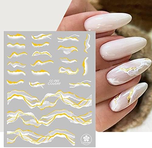 9 Листа Мраморни на Стикери за Дизайн на ноктите, Етикети от Бяло Злато, 3D Самозалепващи Стикери за нокти в ивица