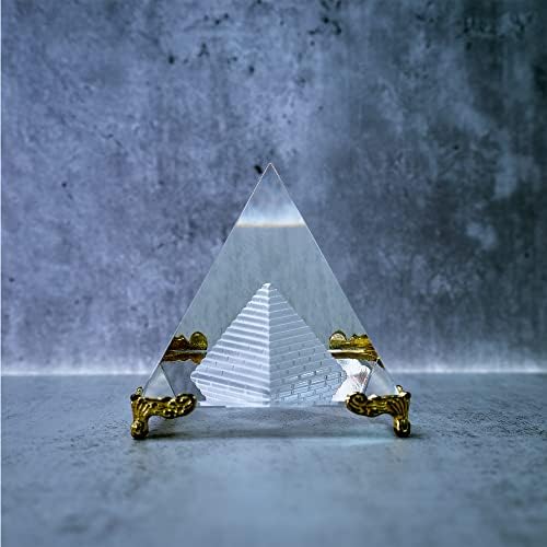 AXAYINC 80 мм K9 Кристален Фигурка във формата на Пирамида, Колекционерско бъде позлатен Украса.