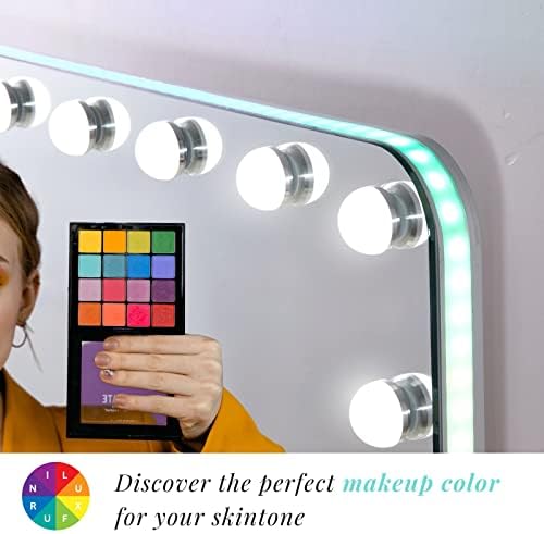 Тоалетен огледало LUXFURNI с осветление, Огледало за грим с led подсветка, променя цвета RGB, спалня, Голливудское