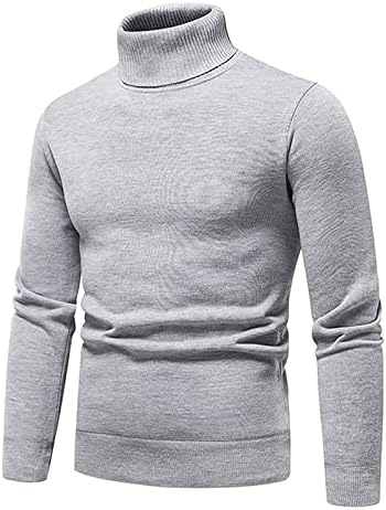 XIAXOGOOL Пуловер за Мъже, Мъжки Оборудвана Пуловер с висока Воротом 2022, Ежедневни Памук Пуловер Усукана Тел,
