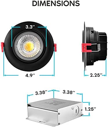 LUXRITE 6 X 4-инчов вградените led лампи с регулируемо гума заобикаля Eyeball, 3 цветови варианта 3000 До | 4000 До | От 5000