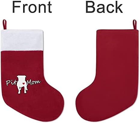 Коледни Чорапи за мама Питбуля, Бели Супер Меки Плюшени Модни Коледни Чорапи С Коледа Интериор
