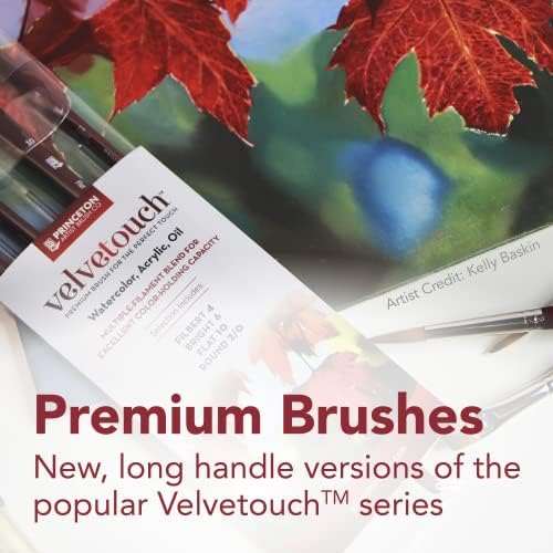 Четка Princeton Velvetouch Bright Brush, Дълга дръжка, с Размер 2 - Професионални Четки на Художник, за да Смесена