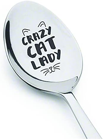 Любител на Котки, Подарък за любителите на домашни животни, лъжица с надпис За жени |Crazy Cat Lady, Подарък за Деня на