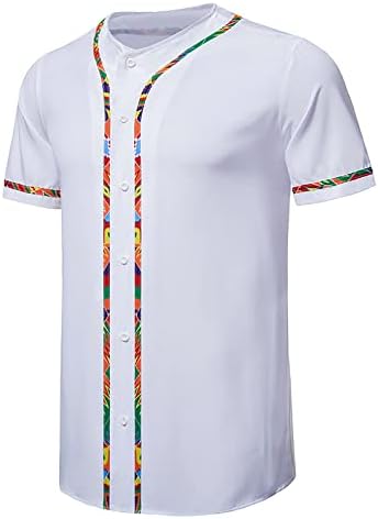 WENKOMG1 Свободни Мъжки Ризи с къс ръкав, Ризи с Африканските Принтом, Пролетно-Летни Тениски, Hoody с кръгло деколте, Потник