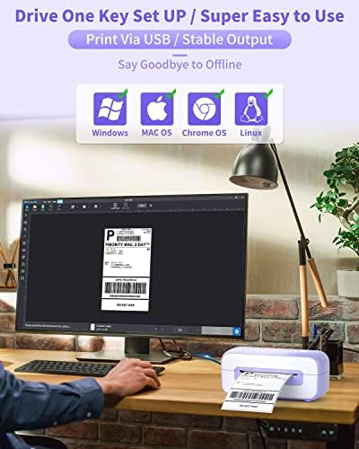 Принтер за етикети за доставка Phomemo 4x6 за малкия бизнес - Високоскоростен термопринтер за производство на етикети, който работи с Windows, Mac, Linux и Chrome OS, директен термоп?