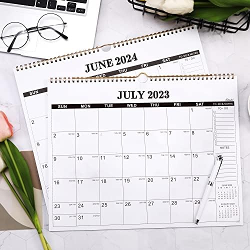 Календар 2023-2024 - Юли 2023 - декември 2024 Стенен Календар за 18 месеца, Стенен Календар 2023-2024 с въпроси и бележки, 15