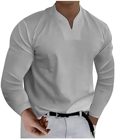 Летни Ризи за Мъже, Ежедневни Стилна Однотонная тениска с V-образно деколте за един Господин, Приталенная Бизнес Тениска