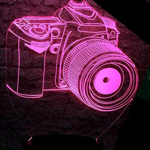 Jinnwell 3D Камера за Нощно Лампа Илюзия Led 7 Цвята, което променя Сензорен Прекъсвач, Настолни Лампи за Маса Декорация, Подарък
