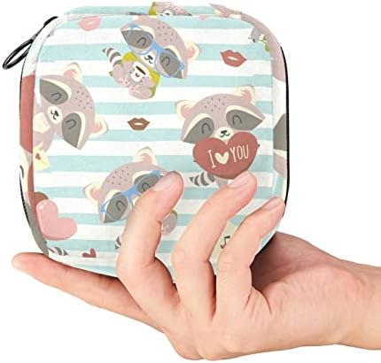 Чанта за съхранение на Хигиенни Кърпички в Ивица с Шарките на миеща мечка, Преносим Чанта за Менструалния набиране