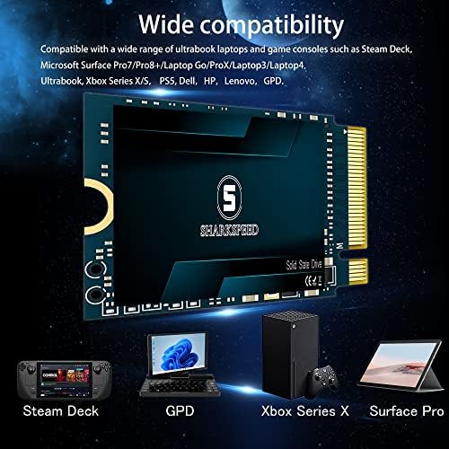 Вътрешен твърд диск M. 2 2230 SSD 256 GB SSHARKSPEED NVMe PCIe Gen3.0X4, съвместим с Steam Deck, Microsoft Surface