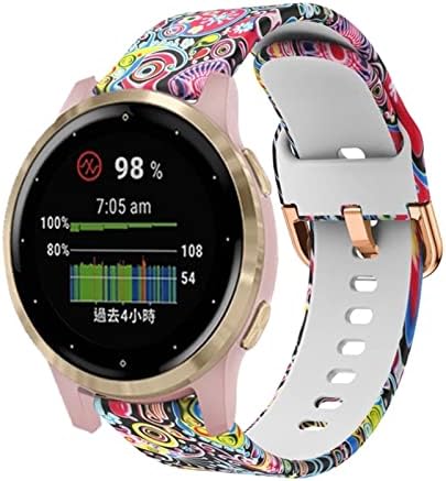 GANYUU 18 мм Силикон Взаимозаменяеми каишка за смарт часа Каишка за Ticwatch C2 за Garmin Active S Smart-часовници