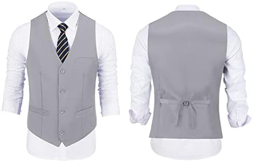 Мъжки костюм JPF Slim Fit от 2 теми, Монофонични Жилетка и Панталони, Мъжки Костюм с Вратовръзка