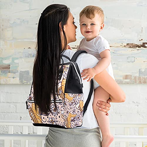 Скъпа Чанта за Пелени с Цветен Модел Лисици, Раница за Майките, по-Голямата Голям Чанта за Памперси, Пътна Чанта за Грижа за Детето