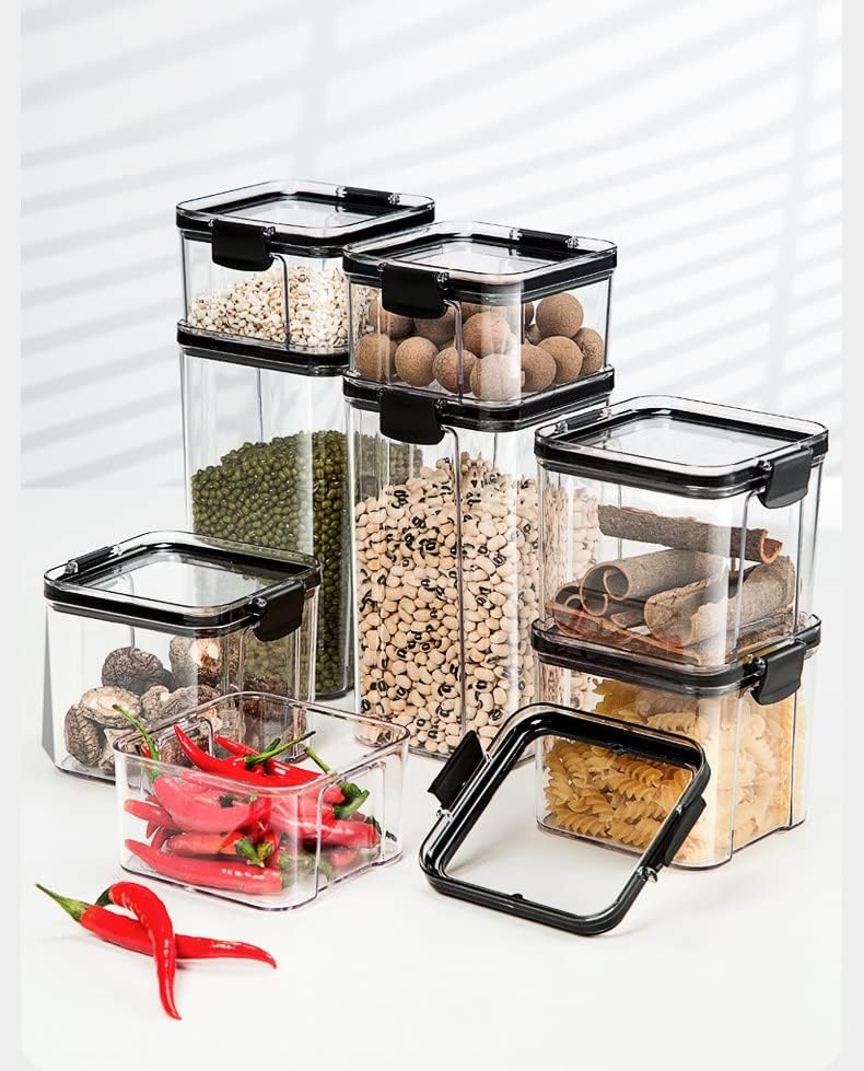 SLNFXC кухненски съдове от 4 бр., кутия за подправки, органайзер, буркани за съхранение на зърнени храни, на