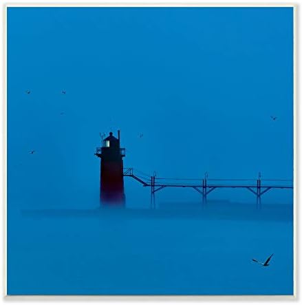 Снимка силует на фара Stupell Industries в Синя мъгла, Изпълнена художник Джеймс Маклафлином, 12 x 0,5 x 12,