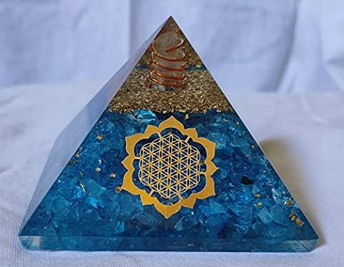Easy Shop Много Голям 70-75 мм Апатитовый камък Оргоновая пирамида Символът на Цветето на живота Лотос Генератор Исцеляющих