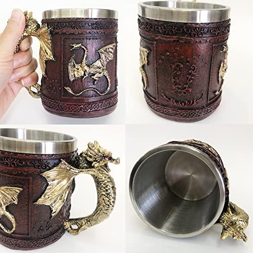 OURASHERO Червена Средновековна Ръчна Чаша с Дракон, Смола, Steampunk, Механизъм, Дракони от Епохата на Възраждането, Една Чаша,