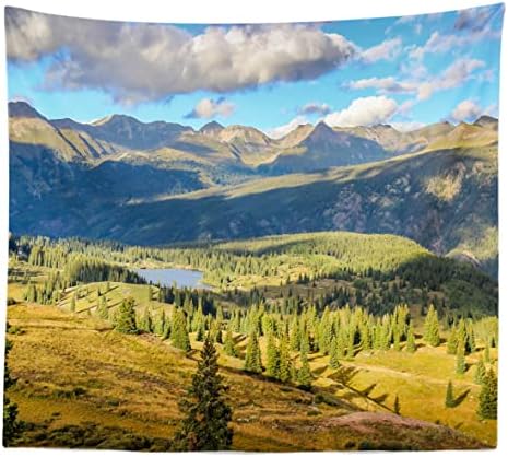 BELECO 7x5ft Мека Кърпа Планините на Колорадо Езеро на Фона на Бор Горски Пейзаж Открит Пешеходен Туризъм, Къмпинг Фон Природа
