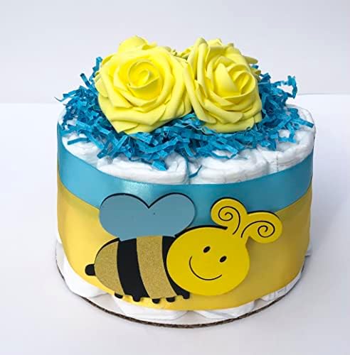 Мини-торта от памперси - Централна украса В стил Bumblebee - Неутрално - Детски душ -Подарък