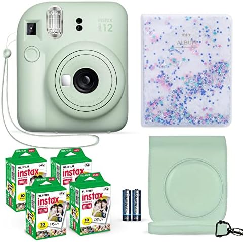 Фотоапарат непосредствена печат Fujifilm Instax Mini 12 Мятно-зелен цвят + Комплект филм Fuji Instax Value Pack (40 листа)