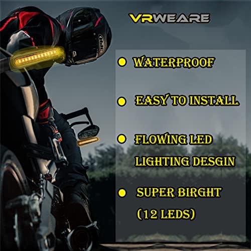 VRWEARE Универсален 4 бр. Мотоциклетни мигачи led Плавни Светлини Индикатори Предна Задна светлина Съвместим с Мотоциклет Скутер Quad Cruiser Yamaha Harley Suzuki, Honda Офроуд