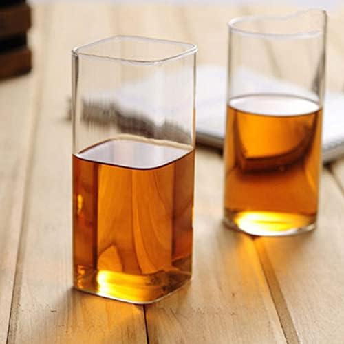 Angoily Прозрачна утайка от Чаша 2 бр. Квадратни Стъклени Чаши В Японски Стил, Чаши за Напитки, Чаши за Хайбола Коктейлни