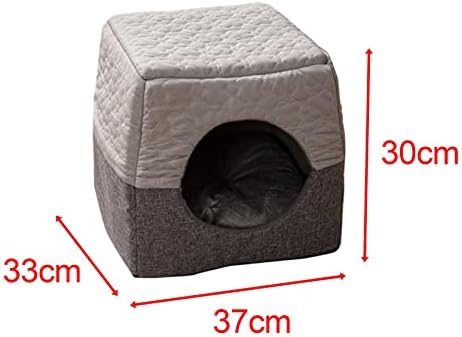 Гнездо за домашни котки, Малка Конура, Спална Зона, Зимни Пещера за вътрешна и външна употреба, Сив, М 37 см