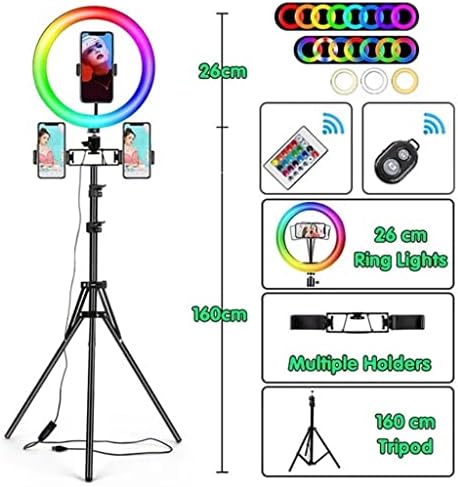 BGZDT 10-инчов RGB околовръстен лампа с дистанционно управление, led снимков околовръстен лампа, статив, за селфи