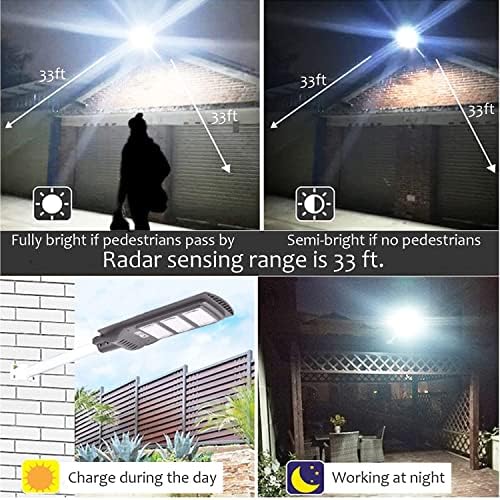 WOGQX LED Соларни Улични лампи на открито, Слънчев Уличен Фенер от Здрач до Зори с Радарным датчик и дистанционно
