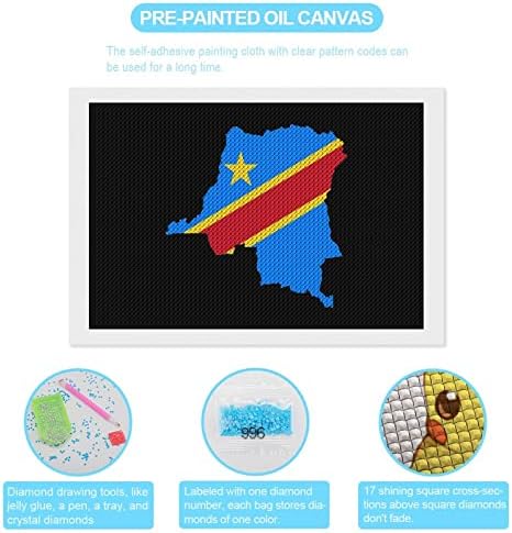 Конго Флаг Карта Диамантена Живопис Комплекти 5D направи си САМ Пълна Тренировка Планински Кристал Изкуство Стенен Декор