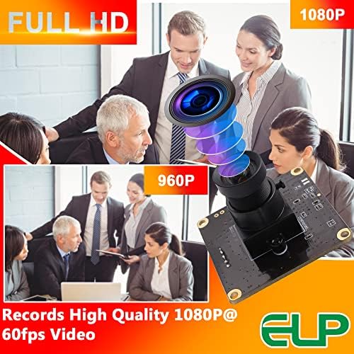 ELP Високоскоростен USB Камера 1080P Вградена Платка Уеб камера със 100-градусным обектив без изкривяване за компютър с Висока