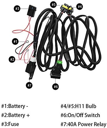 HUIQIAODS H11 880 881 H9 Теглене на Кабели, фарове за мъгла, фарове, Жак за свързване на кабели с реле, 40A и Комплекти ключове за включване/изключване, Подходящи за led работна ла?