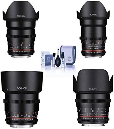Комплект обективи Rokinon Cine DS за определяне на Canon EF се Състои от обектив 24 mm T1.5, на обектива 35