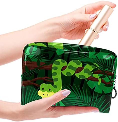 Мультяшная Змия Тропически Летните Листа Косметичка за Чантата за Преносим Пътен Органайзер Чанта за Тоалетни принадлежности