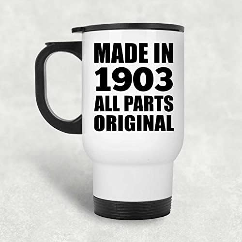 Designsify 120th Birthday Направи през 1903 Г., Всички Подробности Оригинални, Бяла Пътна Чаша 14 грама, на Изолиран