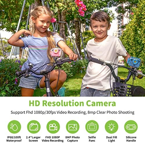 Водоустойчива камера IMoway Kids, Играчка камера с подводна чанта и множество аксесоари за деца - Детски Цифров фотоапарат 1080p за момчета на възраст от 3 до 12 години, Игра?