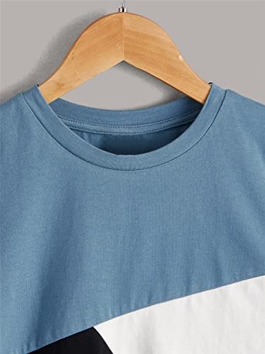 Тениска с кръгло деколте и къс ръкав с графичен Писмото принтом WDIRARA за момчета, Ежедневни Тениска, Многоцветен Блок,