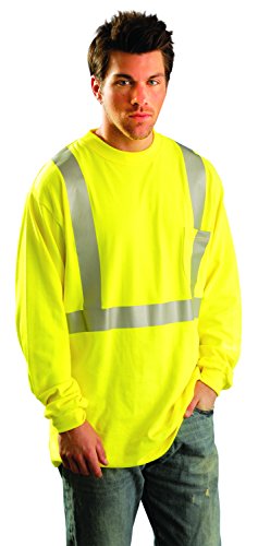 Occunomix LUX-LST2/FR-Y5X Класическата стандартна тениска Occlux Ansi с дълъг ръкав и джоб, Пожароустойчива, клас ANSI 2, 5X-Large, жълт (висока видимост)