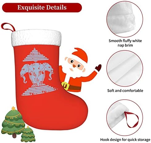 QG ZZX Erawan Lao Лаосский Флаг Коледен Отглеждане на Коледни Чорапи, Окачен Чорап За Камина 18 Инча Празнична Украса