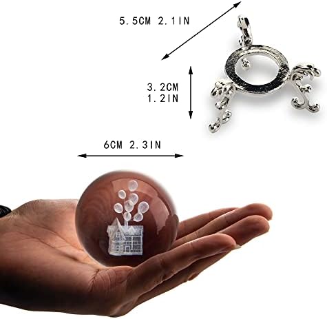 КРИСИНИН 3D Кристална Топка със Стойка Стъклен Лазерен Къща Балон на Балон и Природни Кристали За Изцеление Чакра Обхват на Скъпоценни Камъни Топка