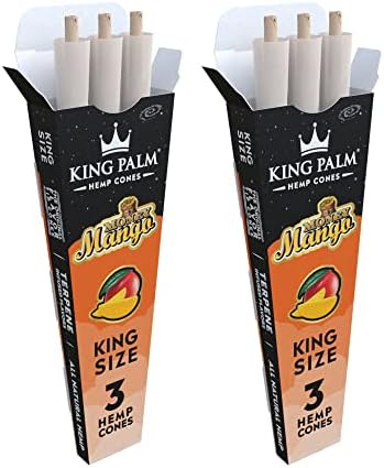 Предварително усукани рога King Palm и филтриращи уши - Напълно естествени криви рога - 2 опаковки - (Money Mango, King Size, по 3 броя в опаковка)