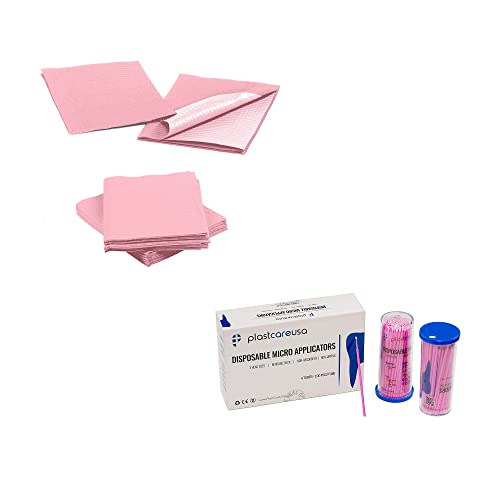 PlastCare САЩ Розови Еднократни Стоматологични Престилки и набор от четки-Микроапликаторов с 400 Тънки връхчета