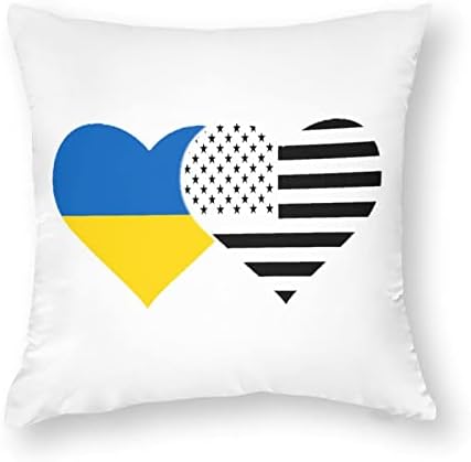 Знаме на Украйна и Американски Флаг, Комплект от 2 покрива възглавница, Квадратни Калъфки за мека мебел, Спални, Автомобили,