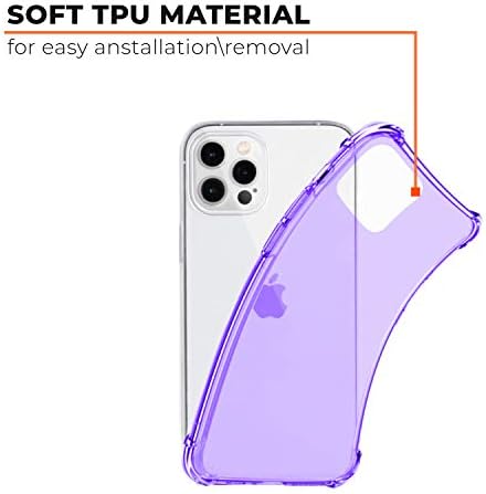 Съвместим с калъф iPhone12, Прозрачен калъф за мобилен телефон с противоударным броня от TPU (лилаво)