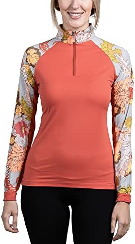 Кастел Denmark Женски Леки Слънчеви ризи Raglan с дълъг ръкав | Спортни Блузи с цип до четвърти инча | Защита