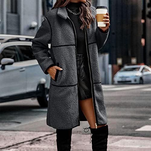 Дамско яке оверсайз, однотонная удобна горна дреха с дълъг ръкав, зимно свободно палто, ежедневното кардигановое