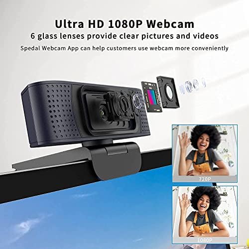 Бързо уеб-камера с Автофокус 1080P, Уеб камера с микрофон и защитен калъф, Двойна Стереомикрофон, Детска запис, Професионален