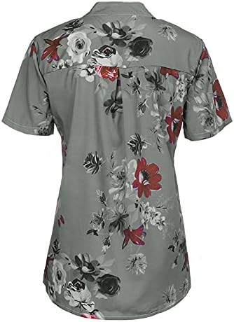 Ризи с копчета и Къс ръкав за жени, Блузи, Лятна Блуза с Цветен Модел за Жени, Бизнес и Ежедневни Риза, Blusas De Moda 2023